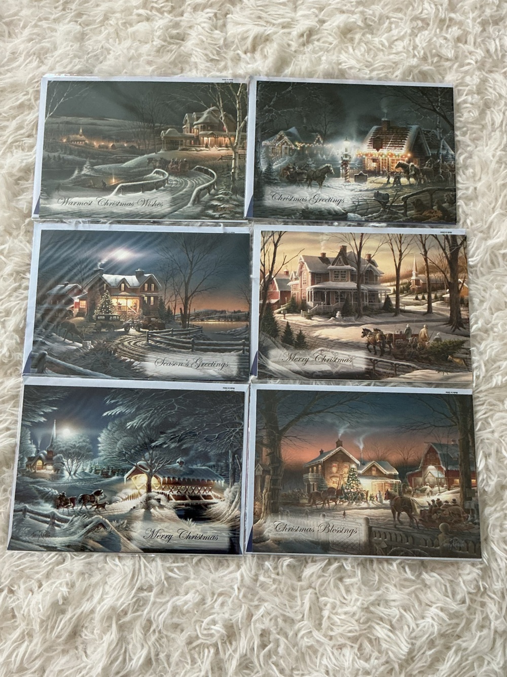 Set of 6 Terry Redlin VintageStyle Winter Holiday Christmas Greeting Cards  NEW